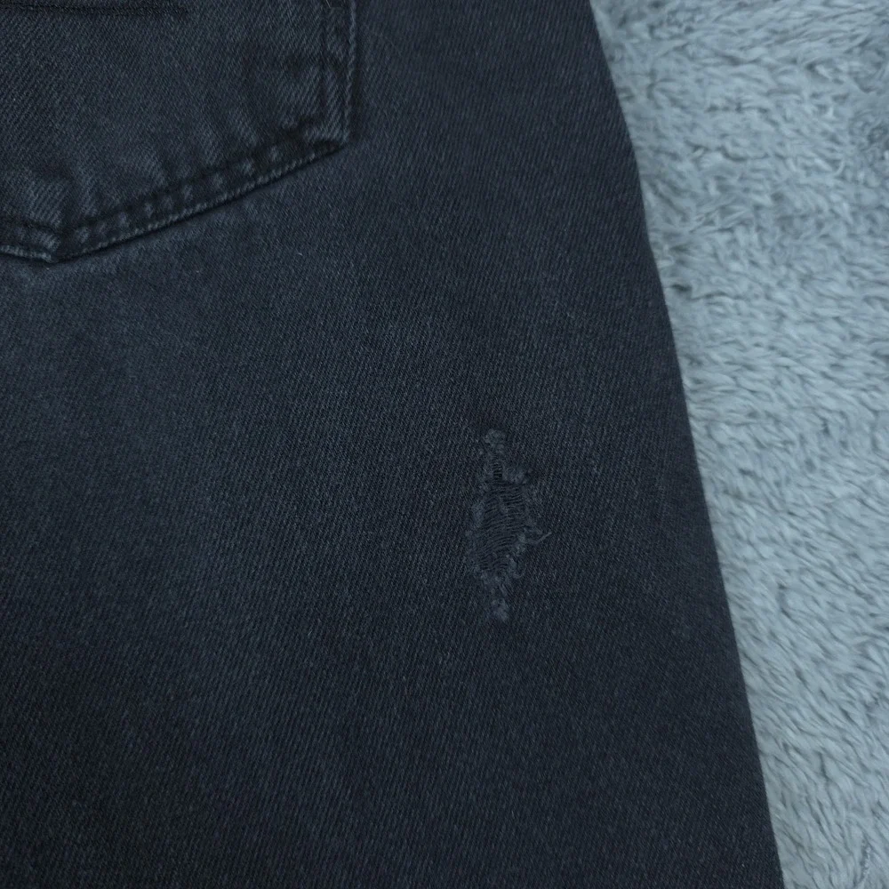 American Eagle Jeans Mens 32x26 Black Straight Distressed Stretch Denim